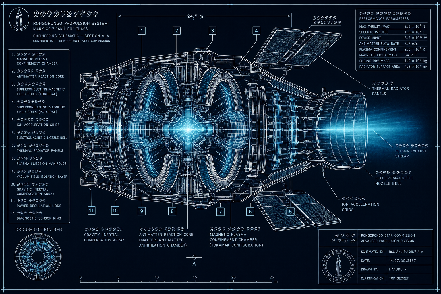 Detailed blueprint of an alien propulsion engine